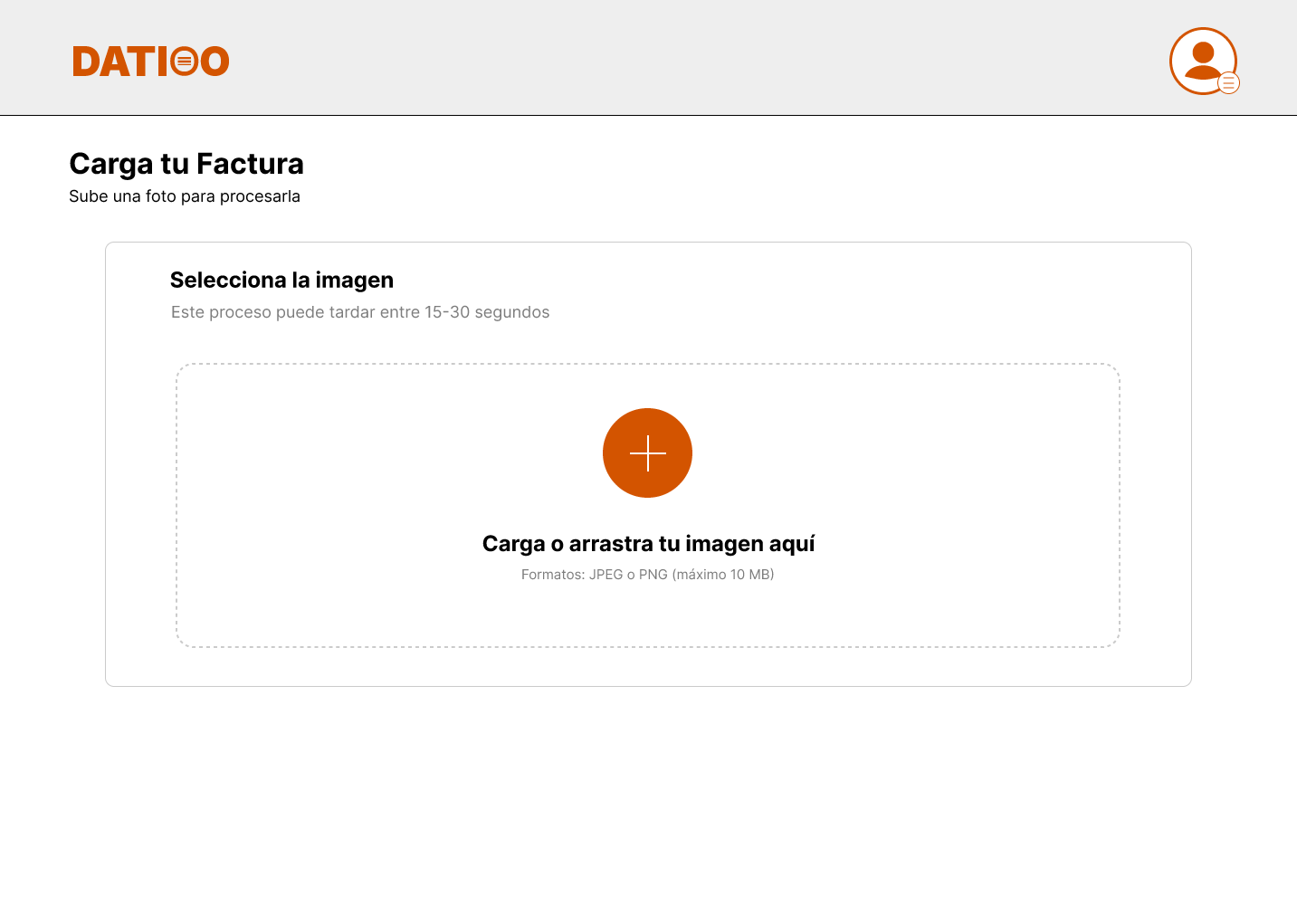 Datioo invoice upload interface